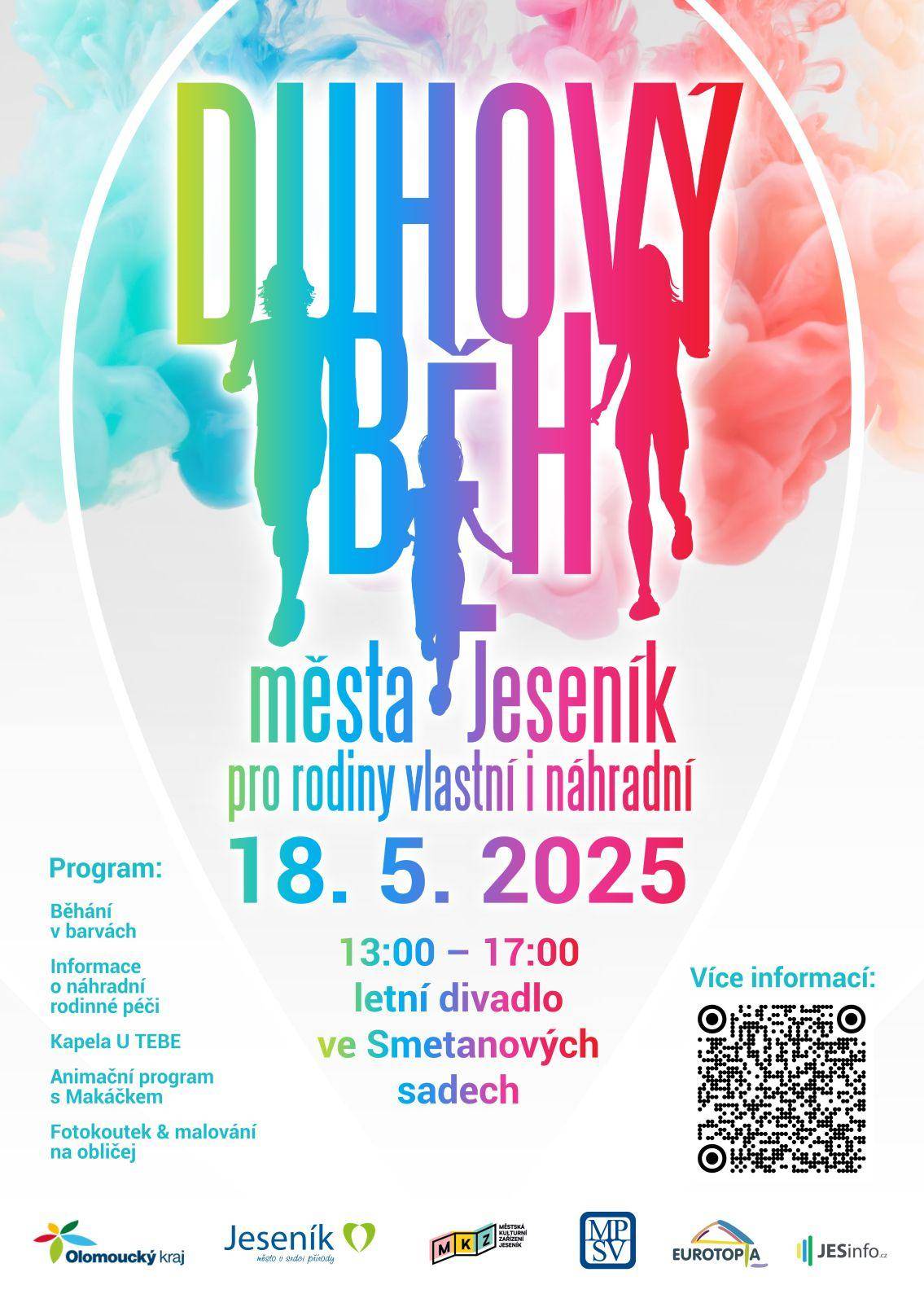 Duhový běh města Jeseník pro rodiny vlastní i náhradní