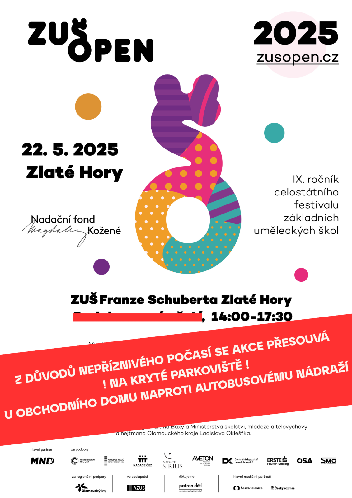 ZUŠ OPEN - ZMĚNA KONÁNÍ MÍSTA!