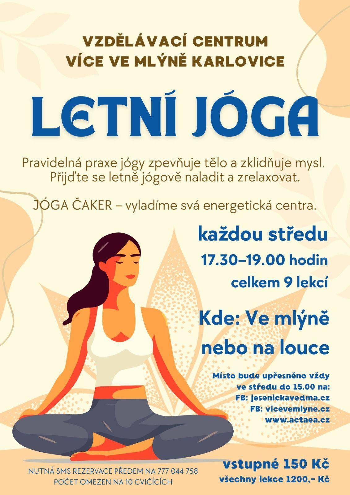 Letní jóga ve VÍCE Ve mlýně