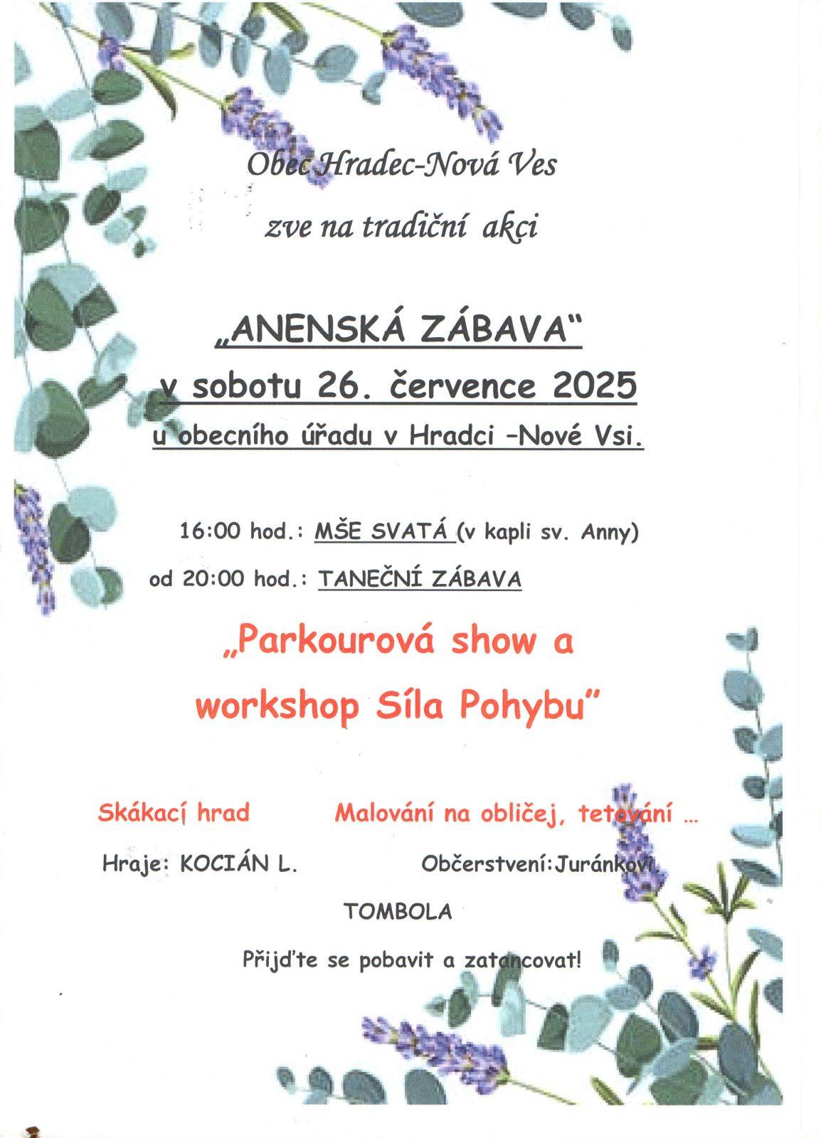 Anenská zábava - obec Hradec - Nová Ves