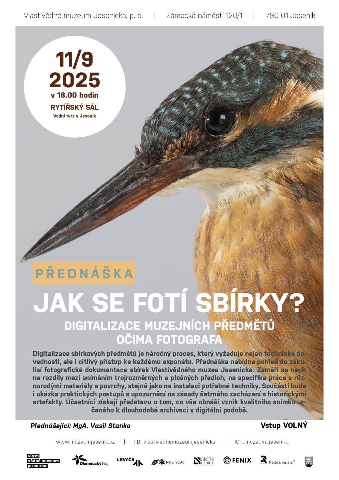 PŘEDNÁŠKA Jak se fotí sbírky? Digitalizace muzejních předmětů očima fotografa