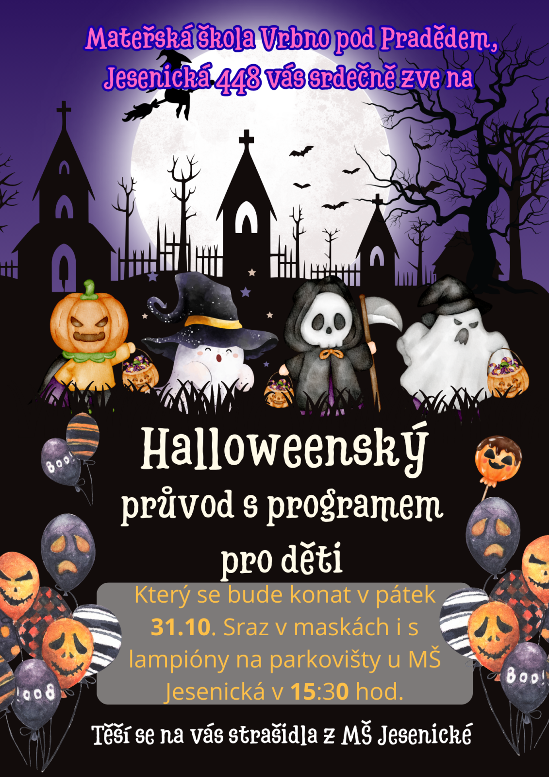 Halloweenský průvod s programem pro děti