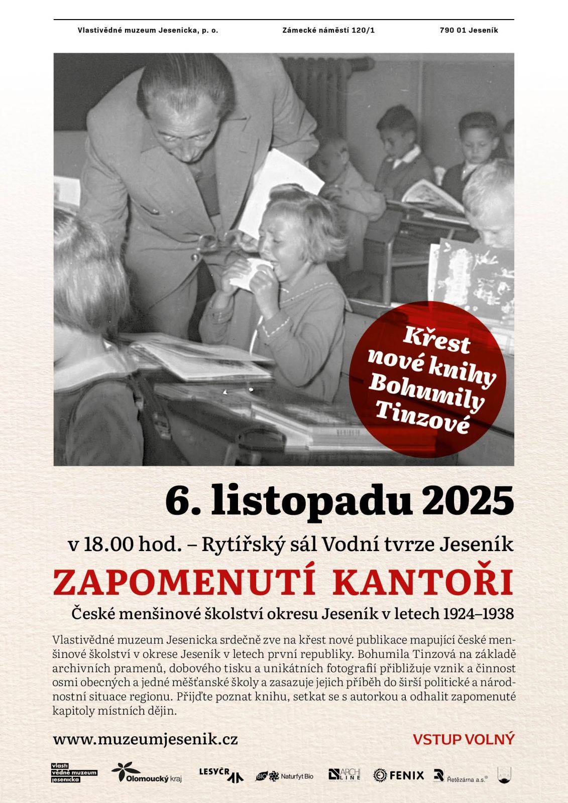 KŘEST KNIHY Zapomenutí kantoři. České menšinové školství okresu Jeseník v letech 1924–1938
