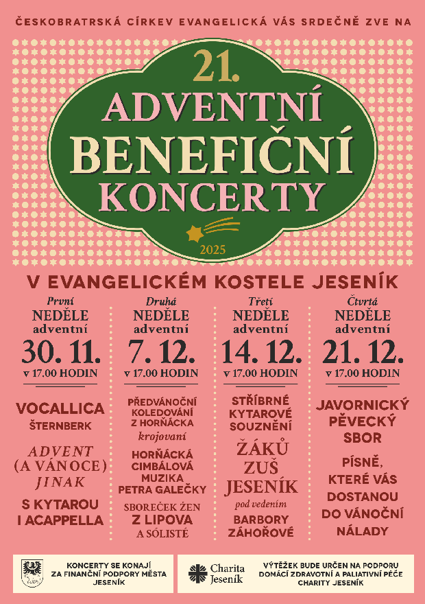 21. adventní benefiční koncerty v evangelickém kostele Jeseník