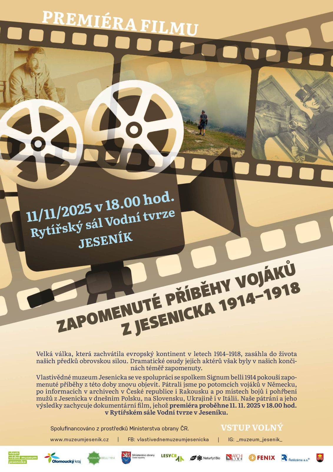 Premiéra filmu Zapomenuté příběhy vojáků z Jesenicka 1914-1918