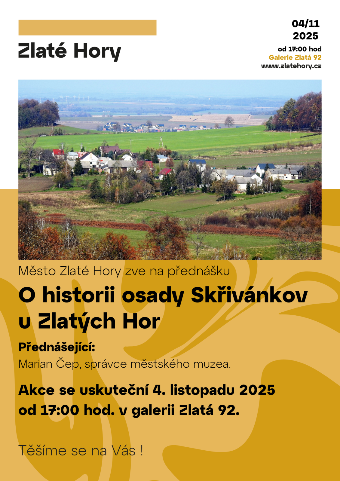 Přednáška o historii osady Skřivánkov u Zlatých Hor