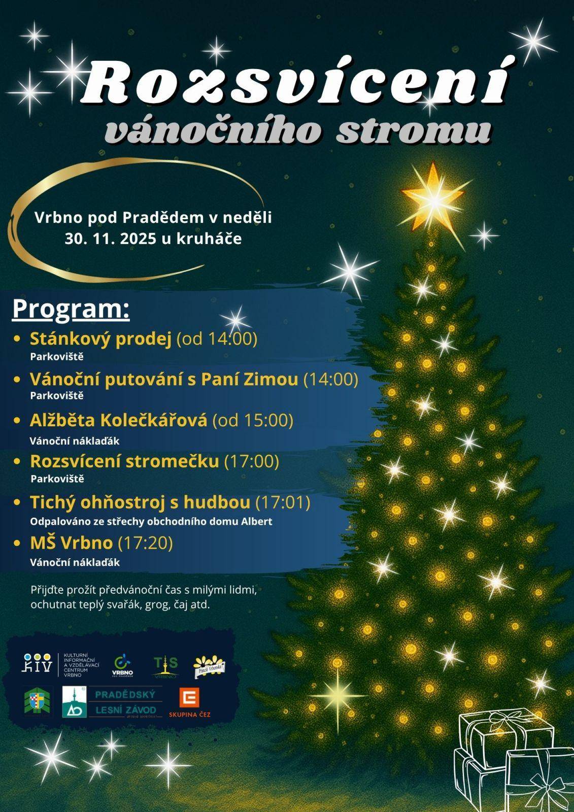 Rozsvícení vánočního stromu ve Vrbně pod Pradědem