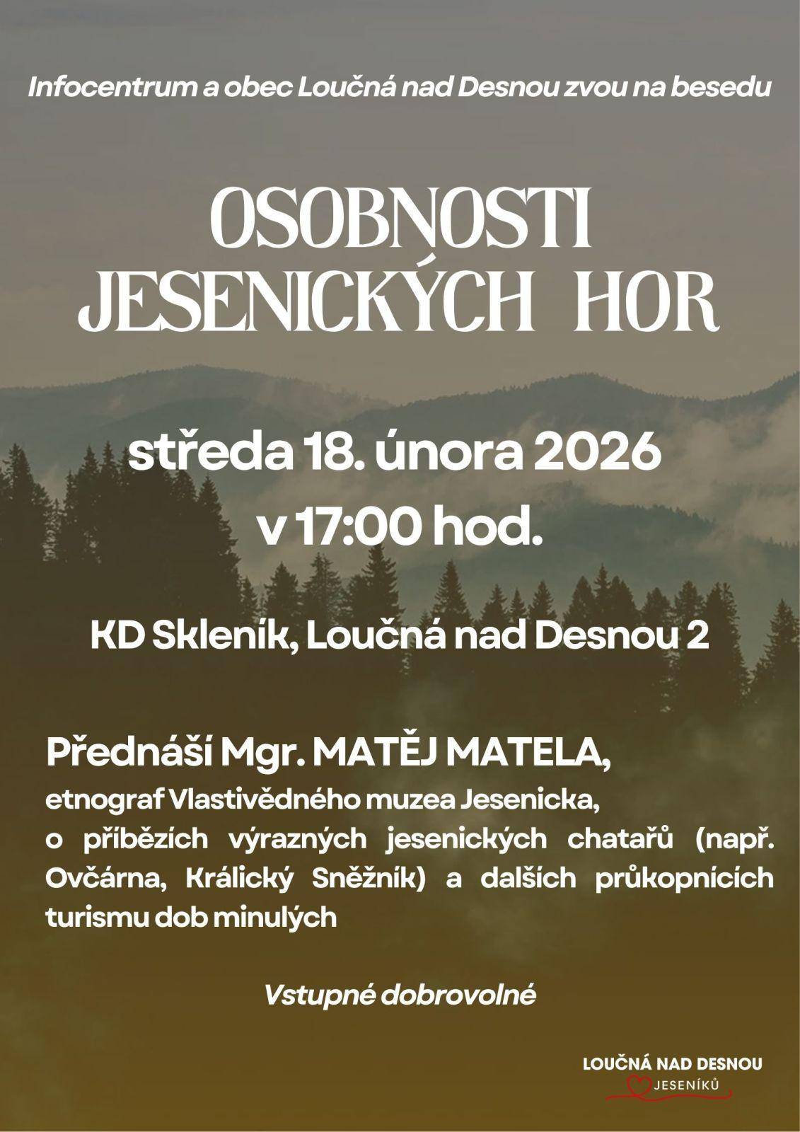 Beseda: Osobnosti jesenických hor