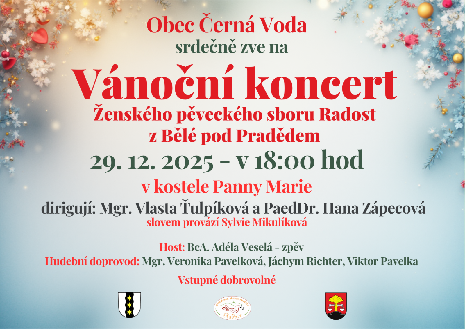 VÁNOČNÍ KONCERT ŽPS RADOST v Černé Vodě