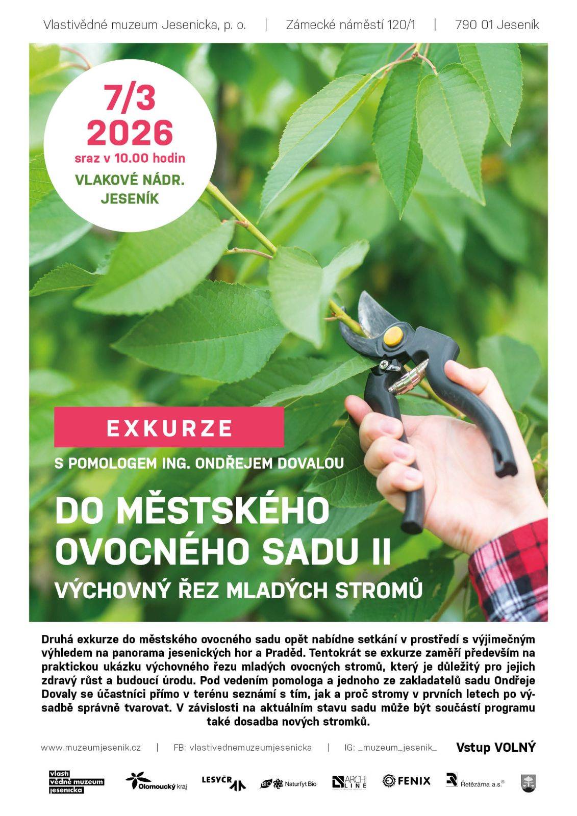 EXKURZE do městského ovocného sadu II – výchovný řez mladých stromů