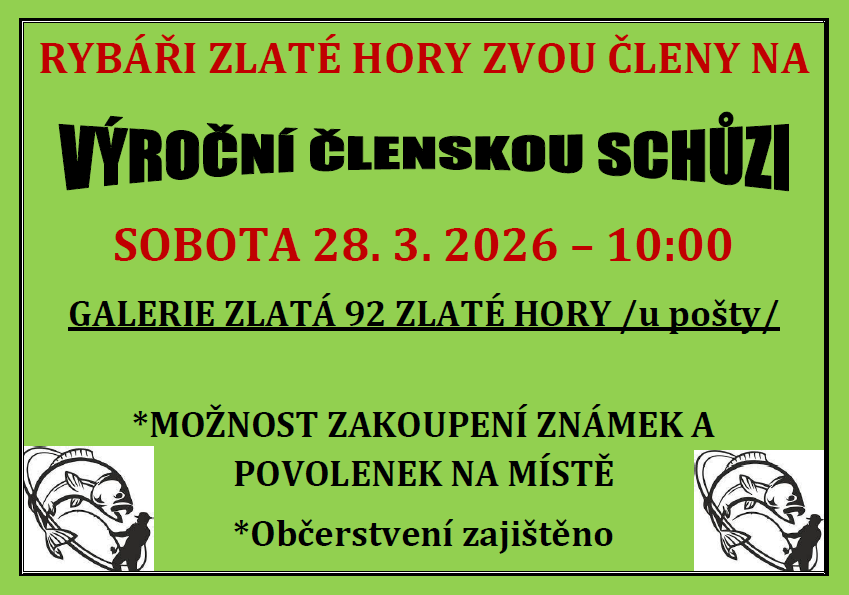 RYBÁŘI ZLATÉ HORY - VÝROČNÍ ČLENSKÁ SCHŮZE