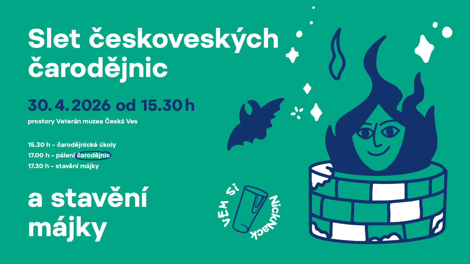 Slet českoveských čarodějnic a stavení májky