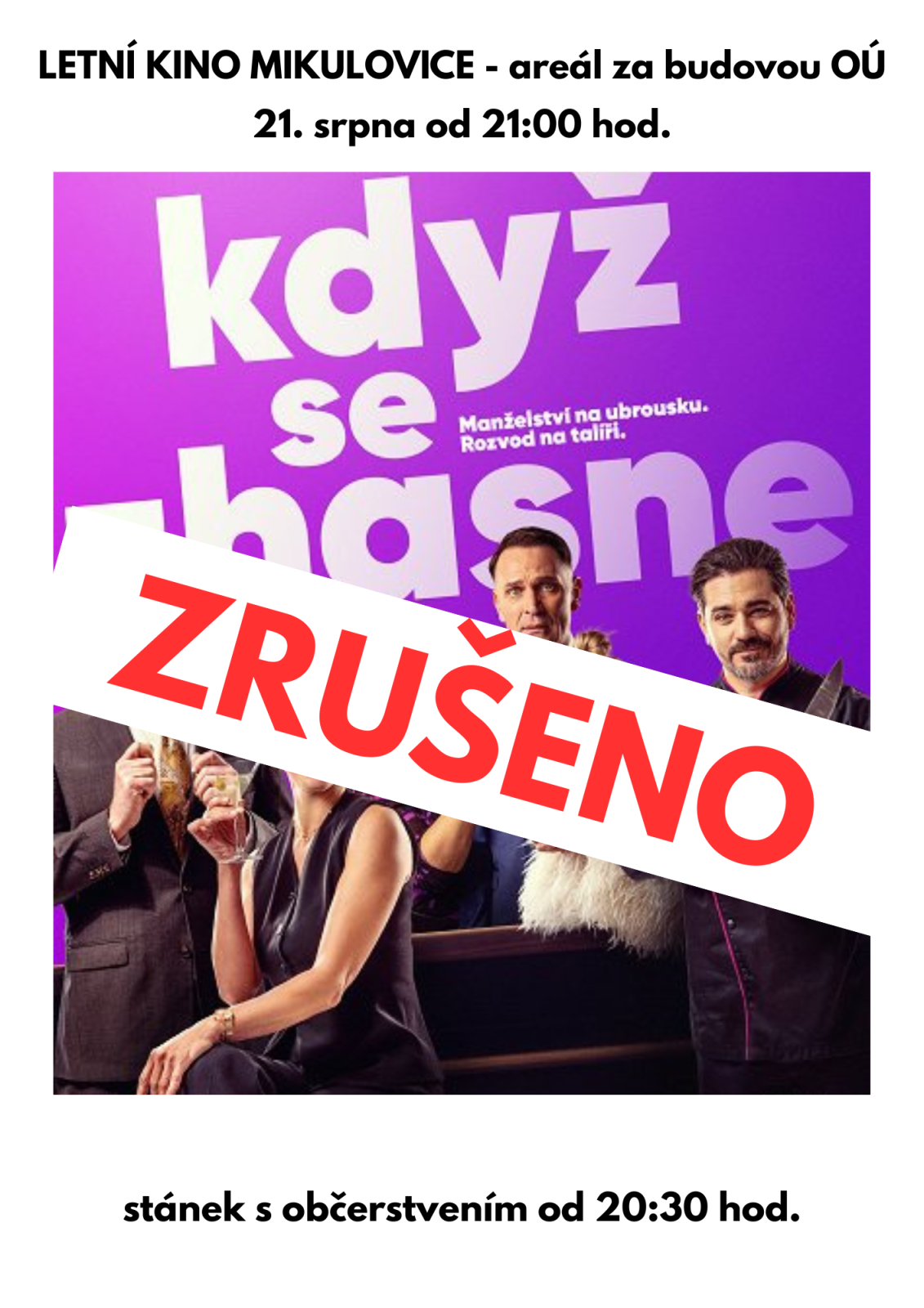 ZRUŠENO - Letní kino Mikulovice - Když se zhasne (Akce zrušena)