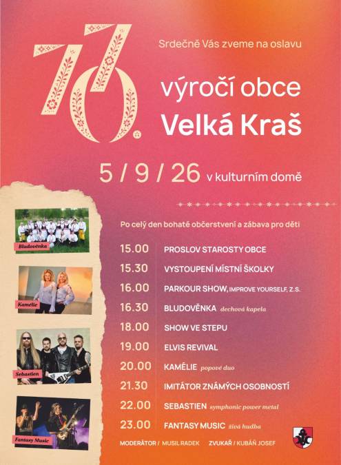 770 výročí založení obce Velká Kraš